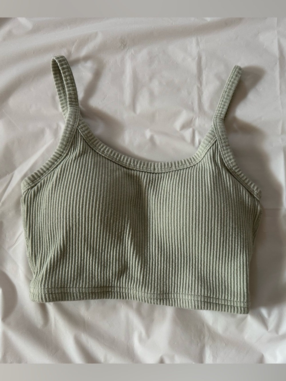 Klassy Network Ribbed Scoop Crop Camisole - Sage